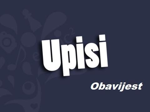 Obavijest o e-upisima 2026./2027.